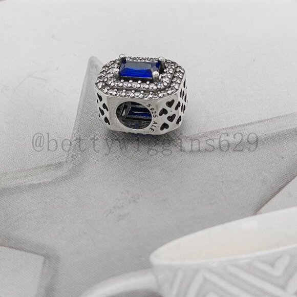 Pandora Blue Sparkling Leveled Rectangular Charm - Picture 3 of 4